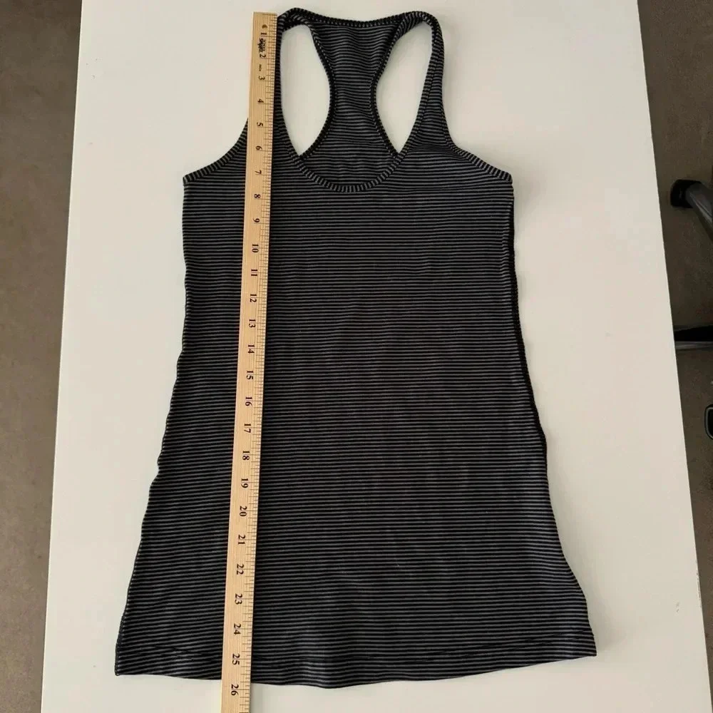Lululemon Cool Racerback Tank Mini Pop Stripe Black / Heather Slate size 4